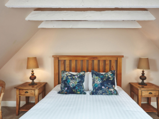 The double bedroom in the eaves in the Attic Apartment part of Brambles hotel in Inveraray in Scotland