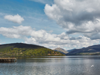 Views over Loch Fyne from Lochview Apartment part of Brambles hotel in Inveraray in Scotland