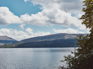 Views over Loch Fyne from Lochview Apartment part of Brambles hotel in Inveraray in Scotland