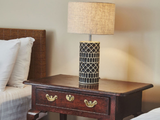 A decorative bed side light in the twin room in the Garden Suite in Brambles hotel in Inveraray in Scotland