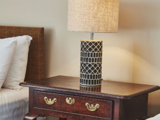 A decorative bed side light in the twin room in the Garden Suite in Brambles hotel in Inveraray in Scotland
